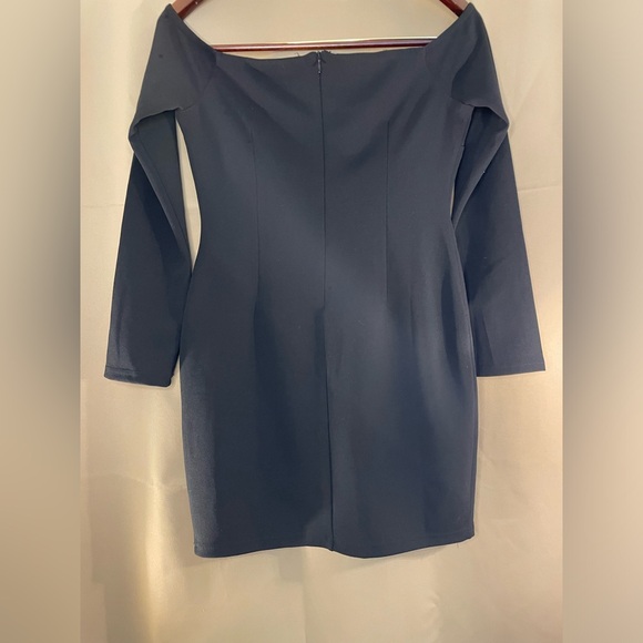 Lulus Over The Swoon Black Off Shoulder Fitted Mini Size Lg - Picture 2 of 5